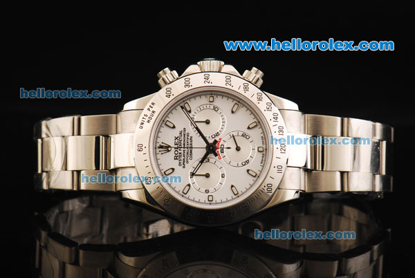 Rolex Daytona Oyster Perpetual Chronograph Swiss Valjoux 7750 Automatic Movement Full Steel with White Dial - Click Image to Close